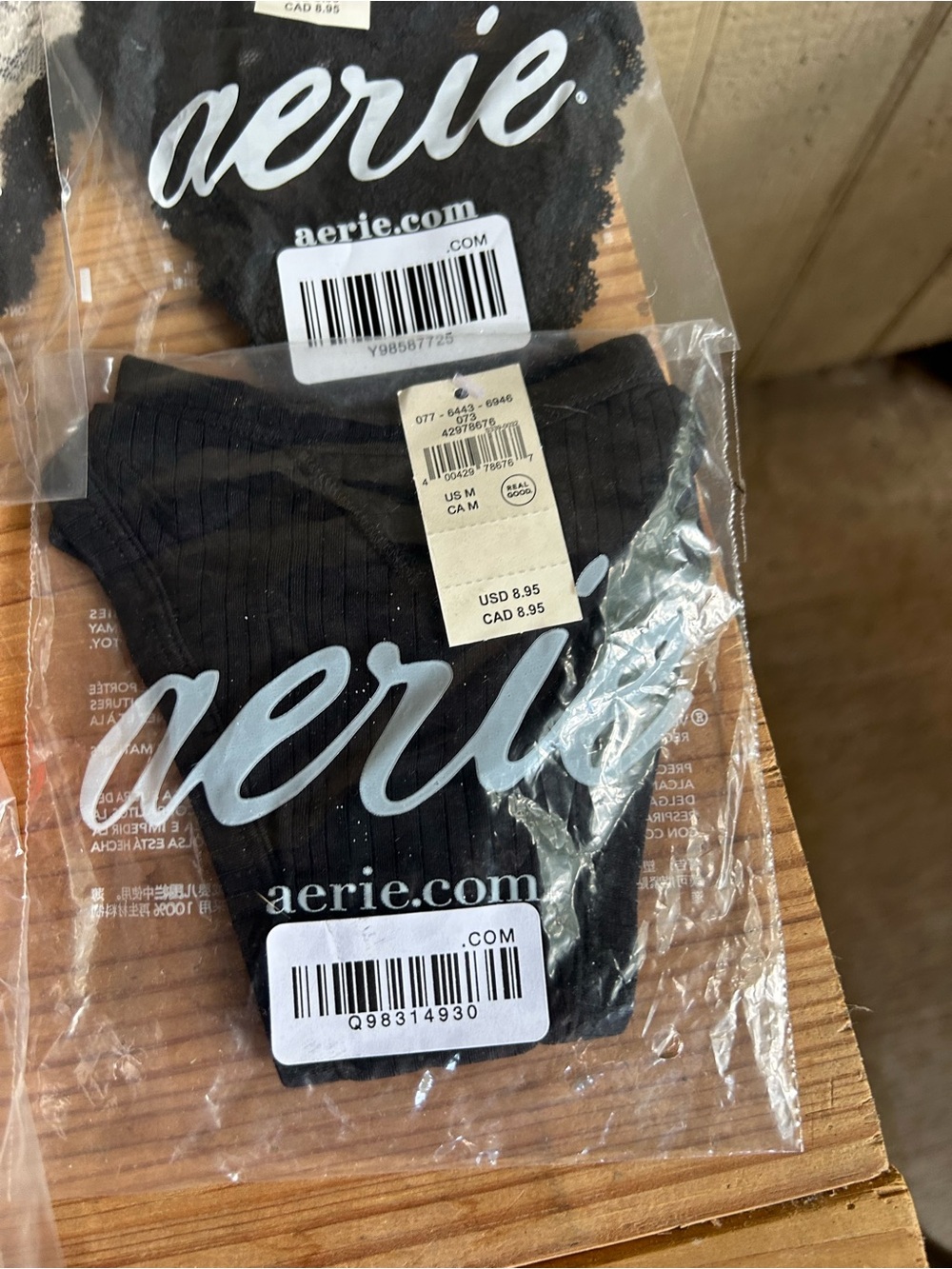 Lot of aerie Women’s Panties — new in bag, size medium, black, gray, multi - Picture 13 of 14